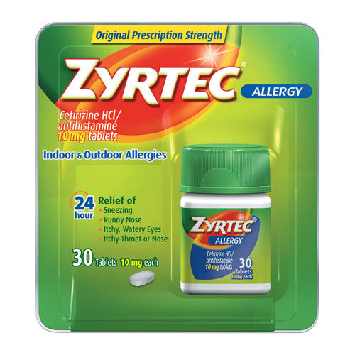 Zyrtec Allergy Relief 10 Mg Tablets For Indoor And Out Door Allergies - 30 Ea
